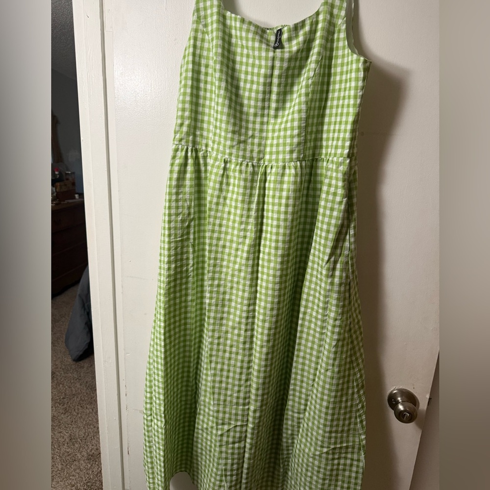Pretty Garden Women's Green Gingham Maxi Sundress
